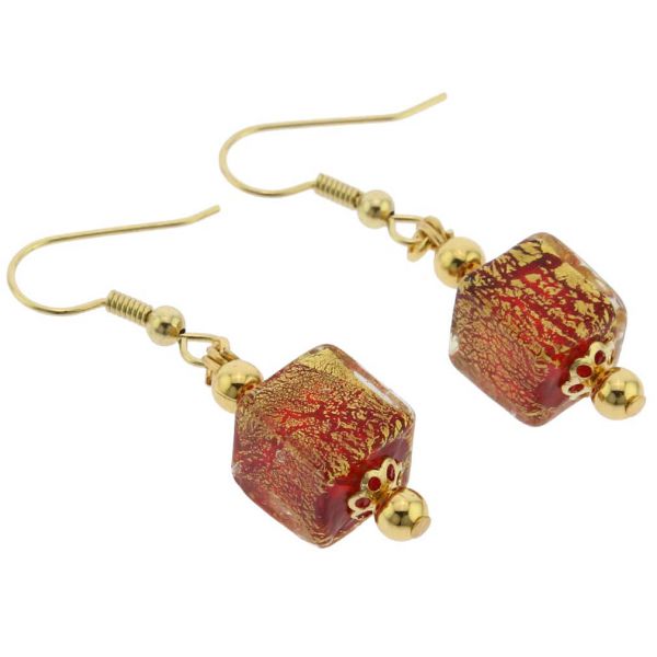 Antico Tesoro Cubes Earrings - Ruby Red