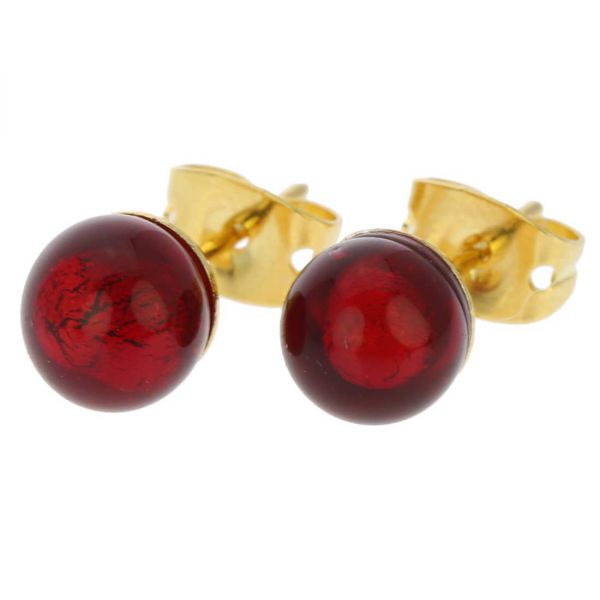 Murano Tiny Stud Earrings - Ruby Red