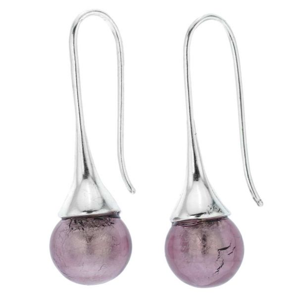 Murano Drop Earrings - Light Purple