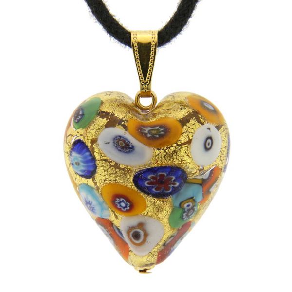 Murano Heart Pendant - Klimt