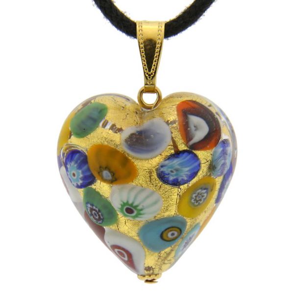 Murano Heart Pendant - Klimt