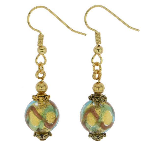 Antico Tesoro Balls Earrings - Gold and Aqua