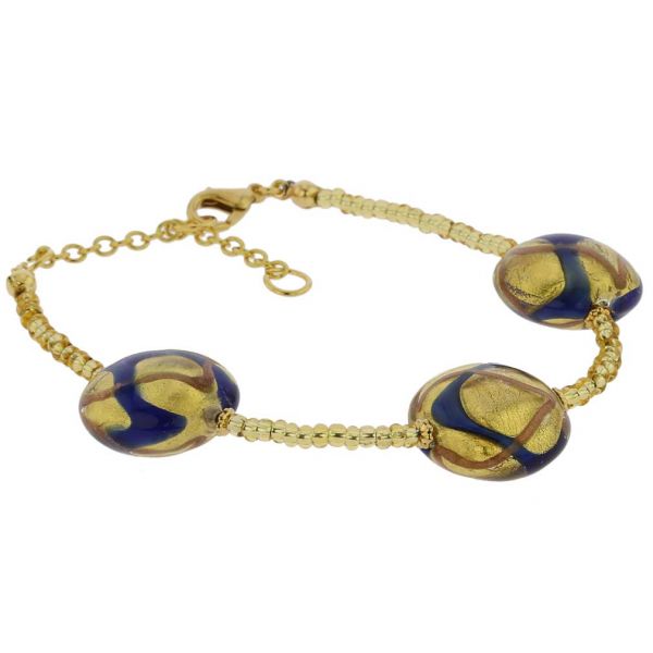Royal Murano Bracelet - Blue Waves Gold