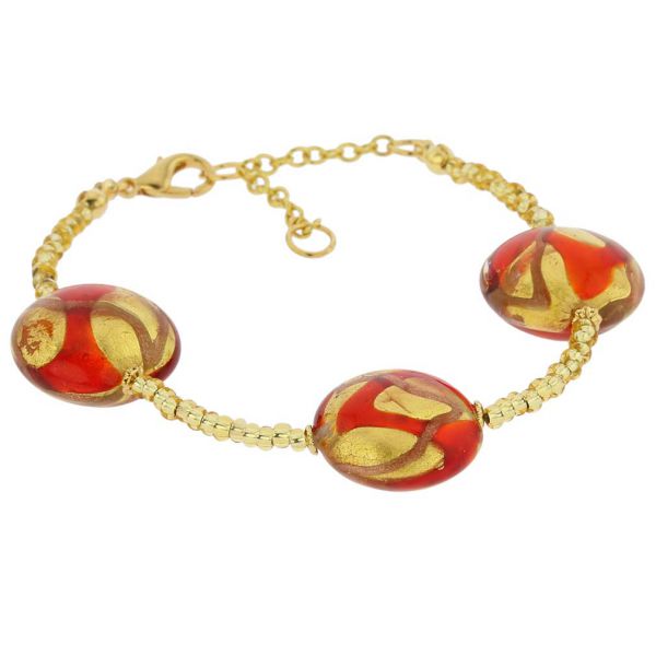 Royal Murano Bracelet - Gold and Red