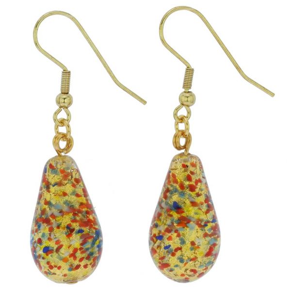 Murano Teardrop Earrings - Multicolor Confetti