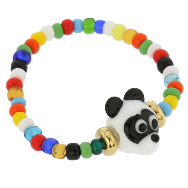 Murano Glass Panda Bear Children\'s Bracelet