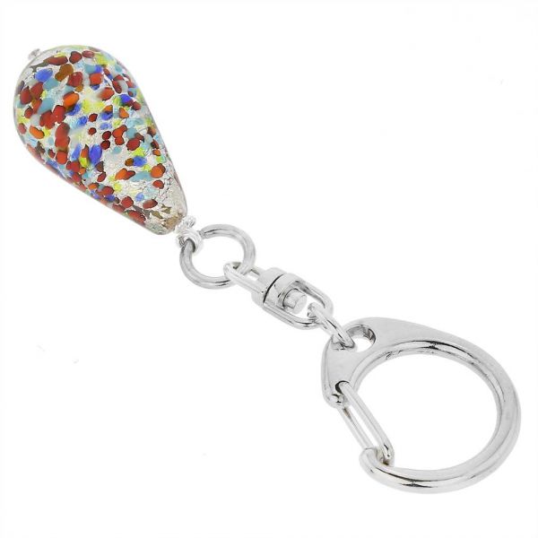 Murano Keychains | Murano Drop Keychain - Arlecchino Silver