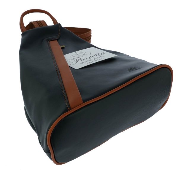 Fioretta Italian Genuine Leather Top Handle Backpack Purse Shoulder Bag Handbag Rucksack For Women - Black Brown