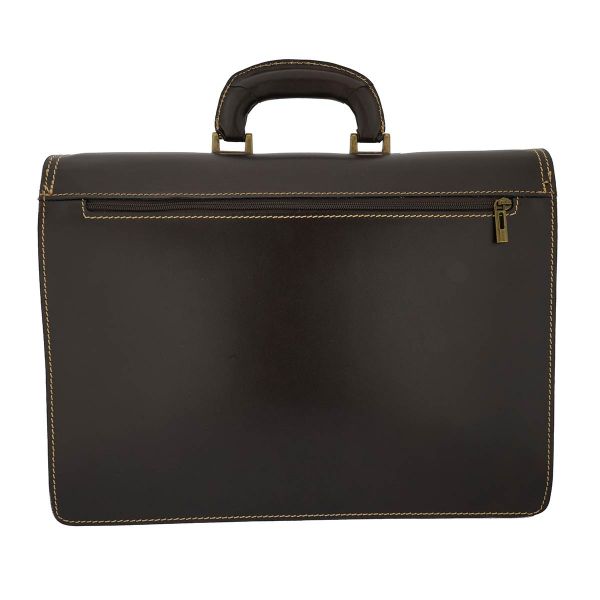 Fioretta Genuine Leather Italian Briefcase For Men And Women Attache Case Shoulder Laptop Bag - Dark Brown