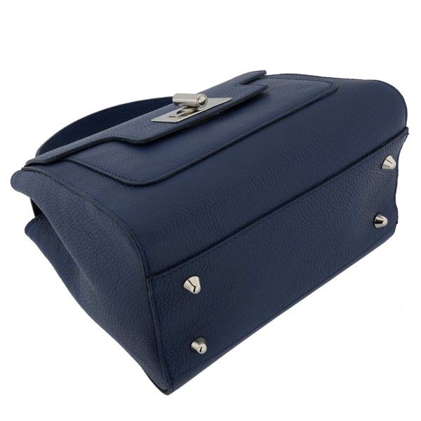Fioretta Italian Genuine Leather Satchel Top Handle Handbag Purse For Women - Blue