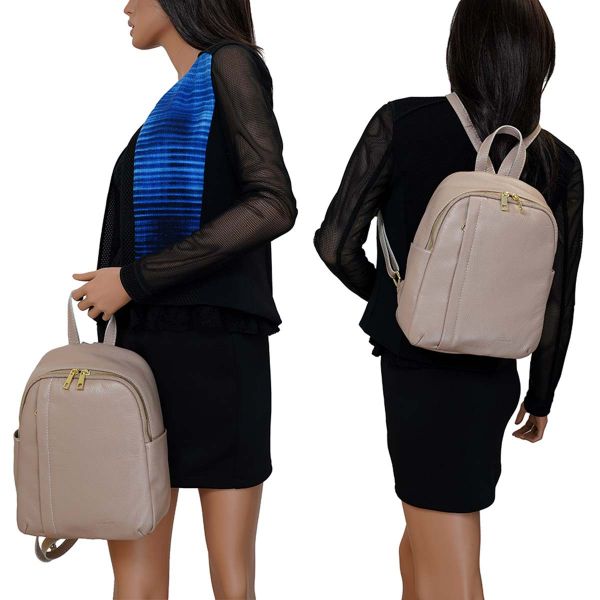 Fioretta Italian Genuine Leather Women Genuine Leather Backpack Purse Travel Bag For Women - Powder Pink