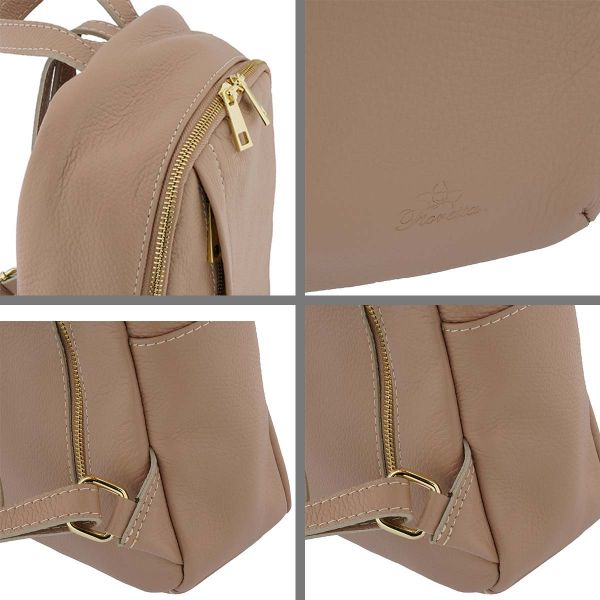 Fioretta Italian Genuine Leather Women Genuine Leather Backpack Purse Travel Bag For Women - Powder Pink