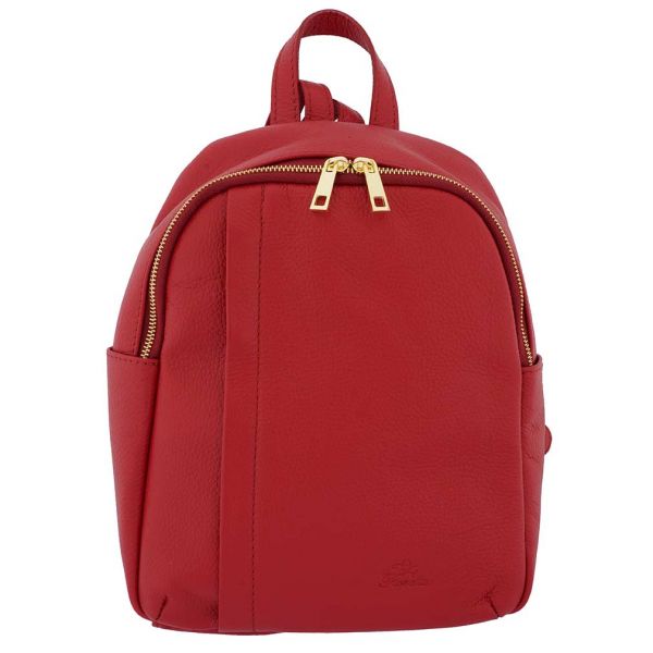 Fioretta Italian Genuine Leather Women Genuine Leather Backpack Purse Travel Bag For Women - Red