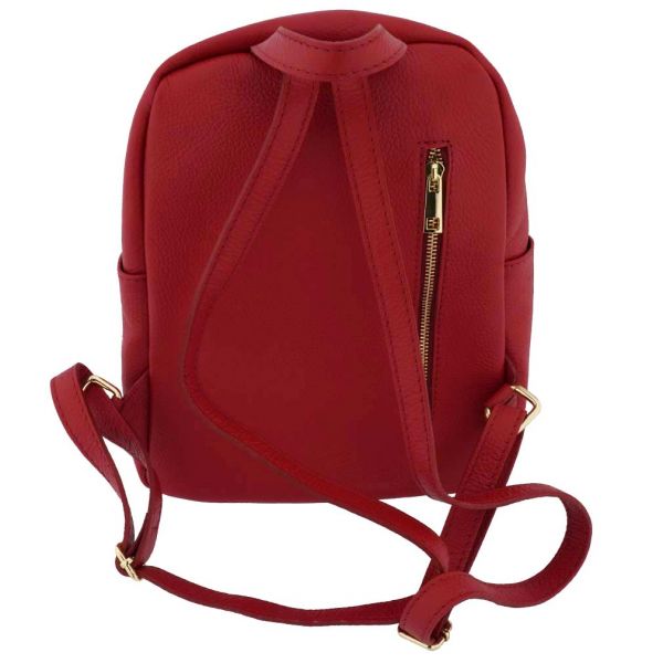 Fioretta Italian Genuine Leather Women Genuine Leather Backpack Purse Travel Bag For Women - Red