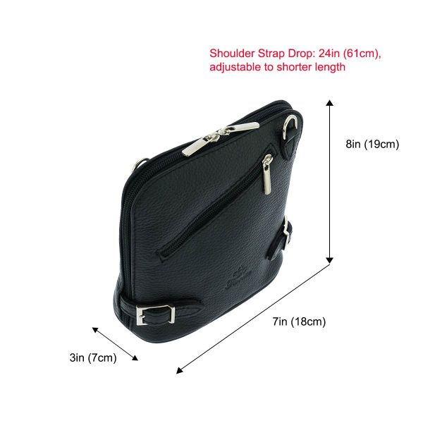 Fioretta Italian Genuine Leather Crossbody Bag Clutch Handbag For Women - Black