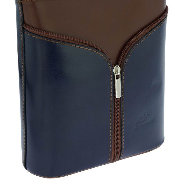 Fioretta Italian Genuine Leather Crossbody Shoulder Bag Handbag For Women - Blue Brown