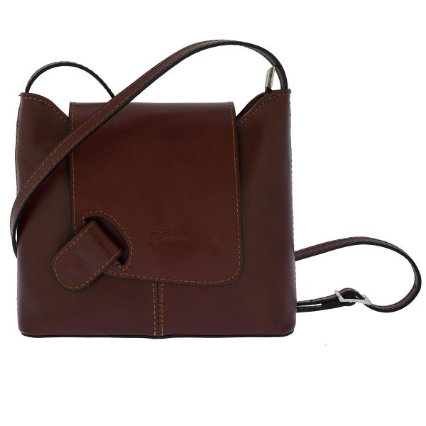 Fioretta Italian Genuine Leather Crossbody Shoulder Bag Handbag For Women - Brown