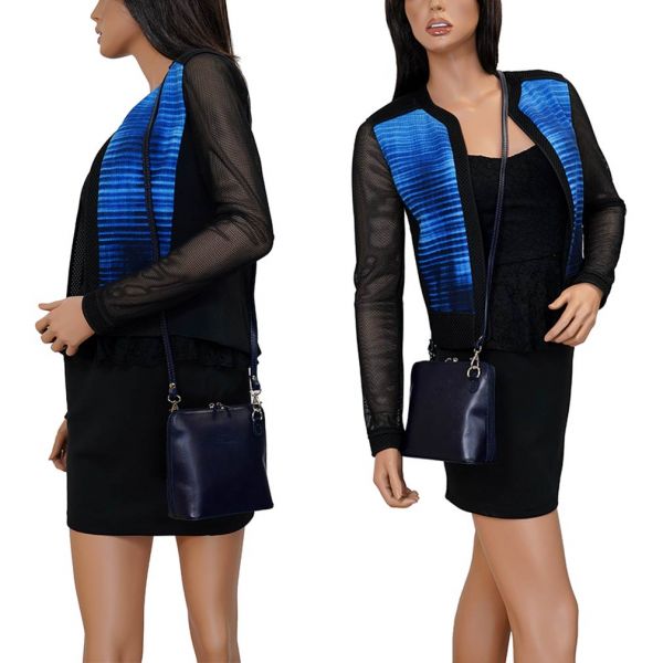 Fioretta Italian Genuine Leather Small Crossbody Bag Shoulder Bag Purse For Women - Blue