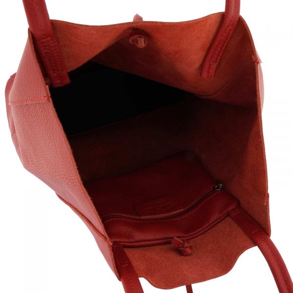 Fioretta Italian Genuine Leather Shopper Bag Carryall Handbag Shoulder Bag Tote for Women - Red