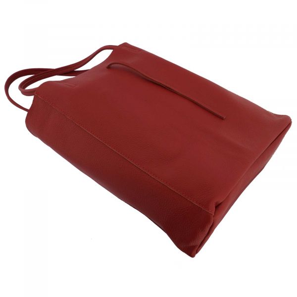 Fioretta Italian Genuine Leather Shopper Bag Carryall Handbag Shoulder Bag Tote for Women - Red