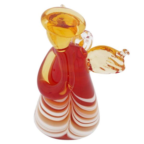 Festooned Glass Figurines | Murano Glass Small Angel Ornament - Red