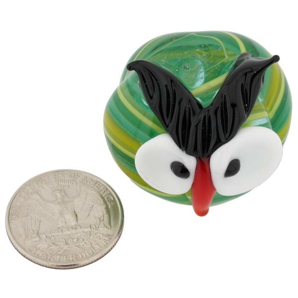 Murano Glass Small Round Owl - Green