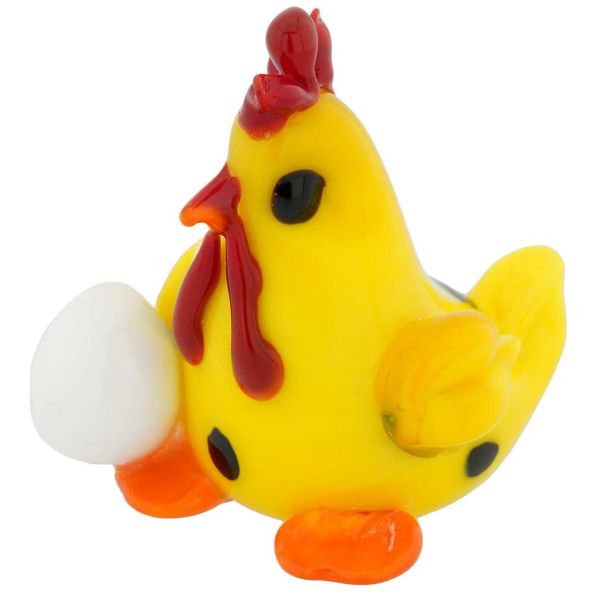 Murano Glass Chicken And Egg - Yellow