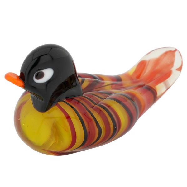 Murano Glass Swimming Duck - Red