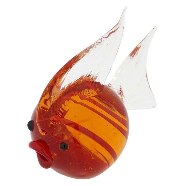 Striped Glass Ball-Shaped Fish - Topaz Brown Red