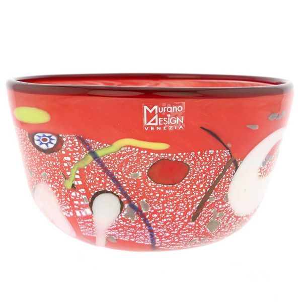 Modern Art Murano Glass Bowl - Red