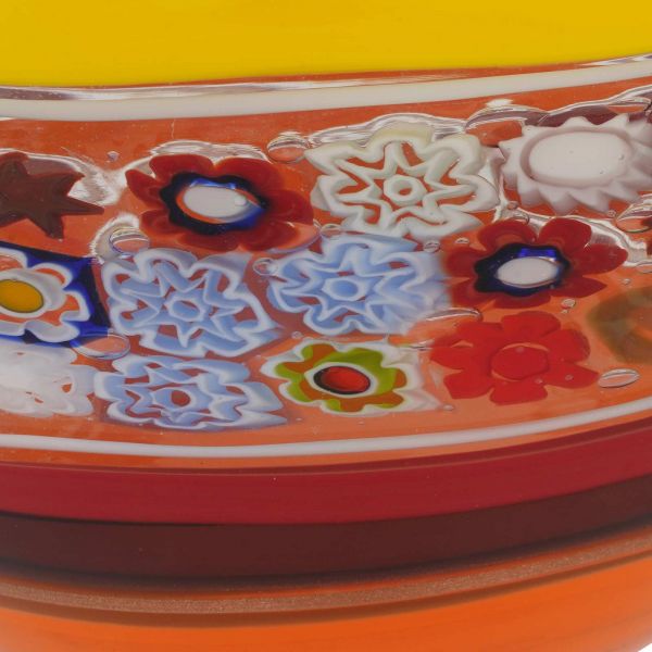 Murano Glass Primavera Millefiori Fazzoletto Bowl - Red