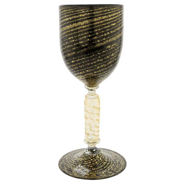 Murano Glass Goblet - Black and Gold
