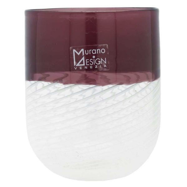 Filigrana Murano Glass Tumbler - Purple And White