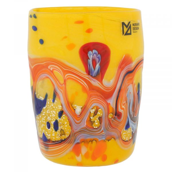 Modern Art Murano Glass Tumbler - Yellow