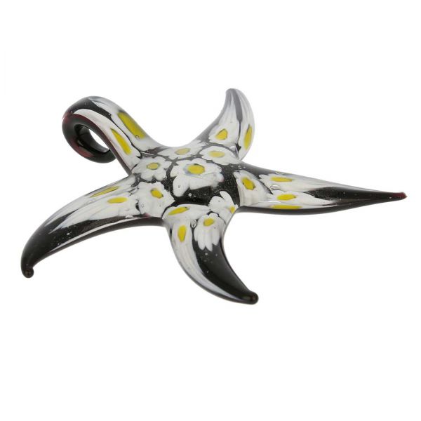 Black Daisy Starfish Pendant