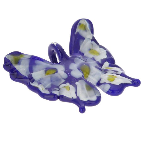 Blue Daisy Butterfly Pendant