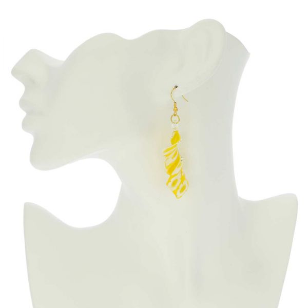 Yellow Daisy Spiral Earrings