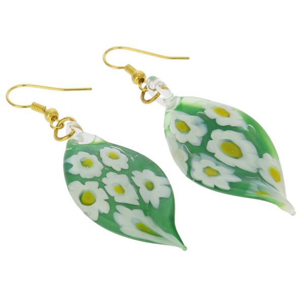 Green Daisy Leaf Earrings