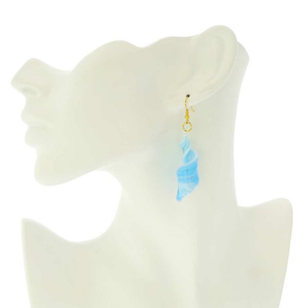 Venetian Marble Spiral Earrings - Aquamarine