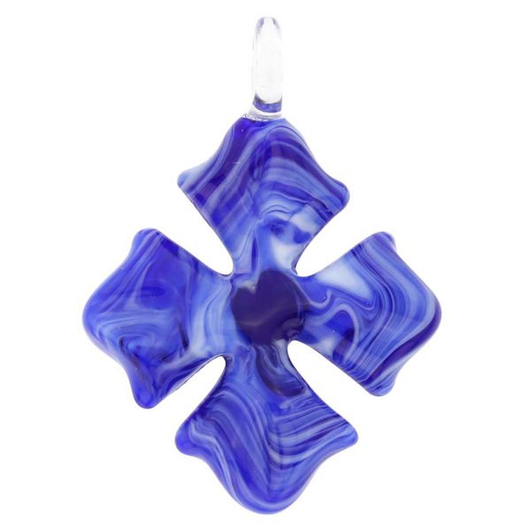 Venetian Marble Cross Pendant - Blue
