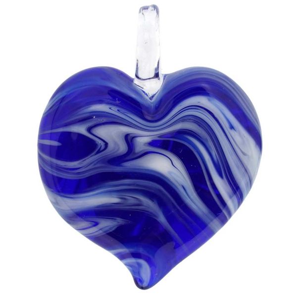 Venetian Marble Heart Pendant - Blue