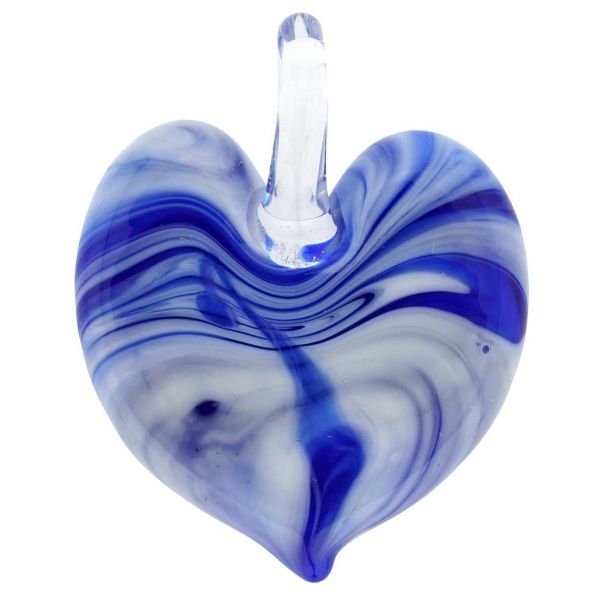 Venetian Marble Heart Pendant - Blue