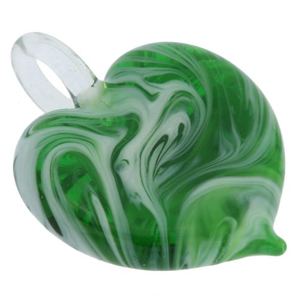 Venetian Marble Heart Pendant - Green