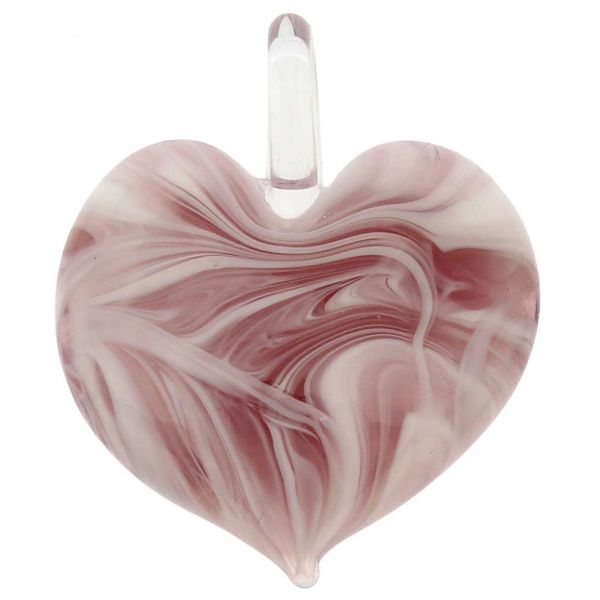 Venetian Marble Heart Pendant - Purple