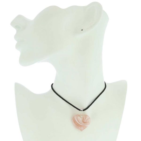 Venetian Marble Heart Pendant - Cream