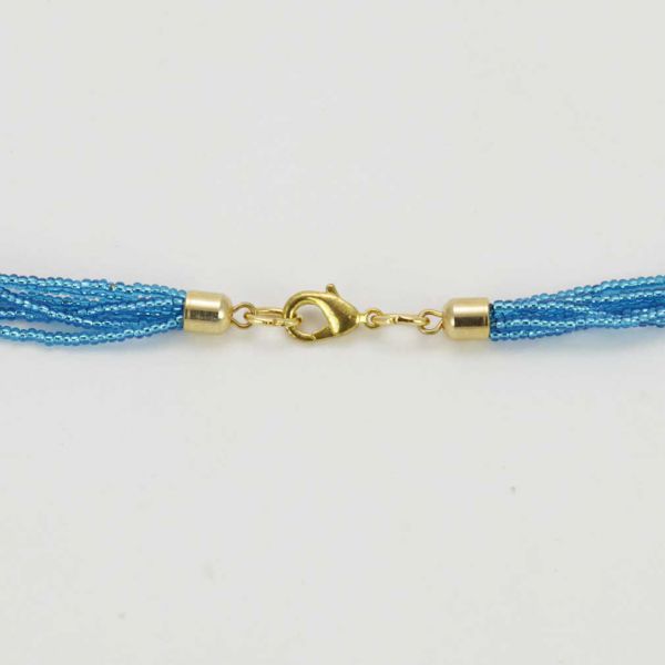 Six Strand Seed Bead Necklace - Aqua Blue