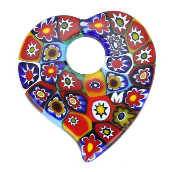 Elegant Millefiori Heart Pendant - Multicolor