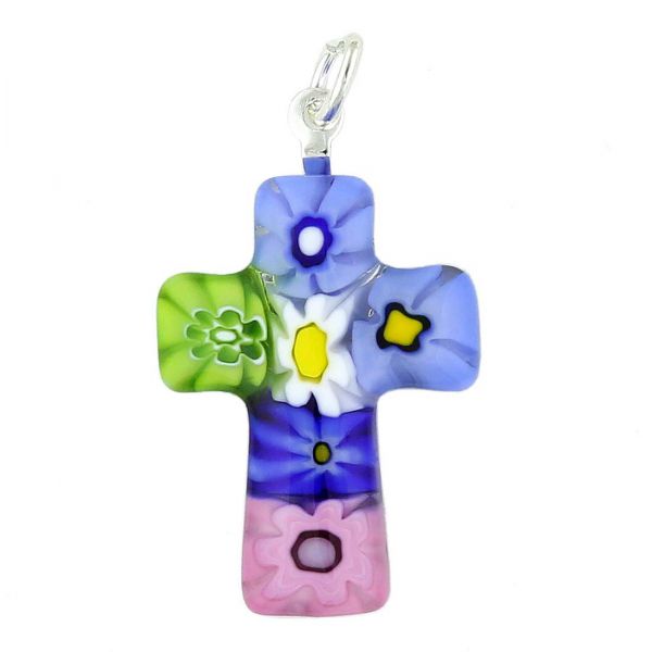 Multicolor Millefiori Small Cross Pendant