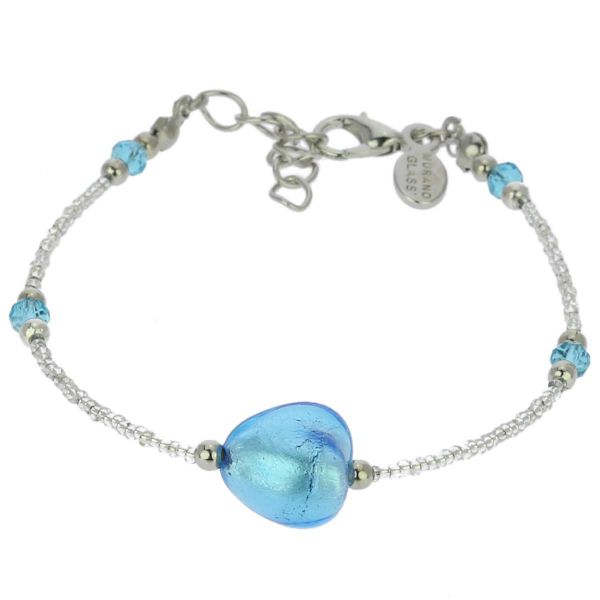 Murano Heart Bracelet - Sky Blue