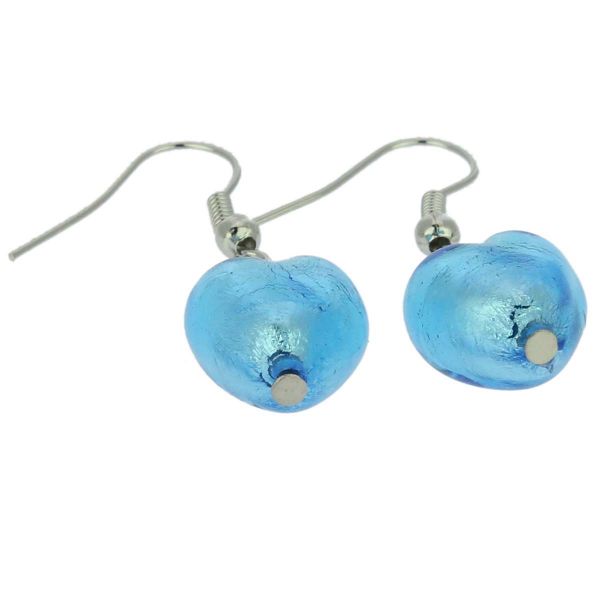 Murano Heart Earrings - Sky Blue